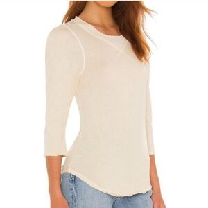 Free People Cream Long Sleeve Tee